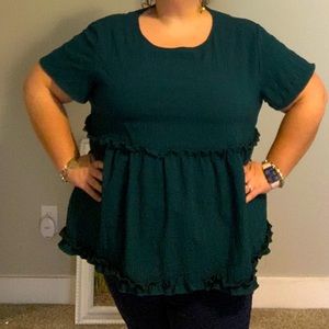 Teal ruffle Top